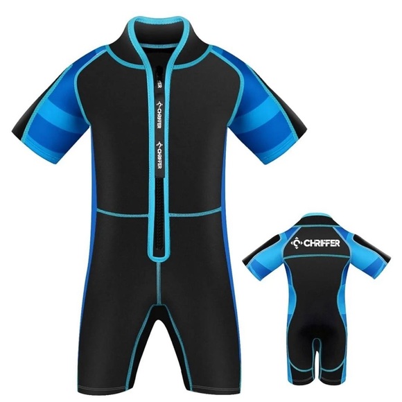 Kids Swim Wetsuit in Black and Blue - Picture 7 of 9